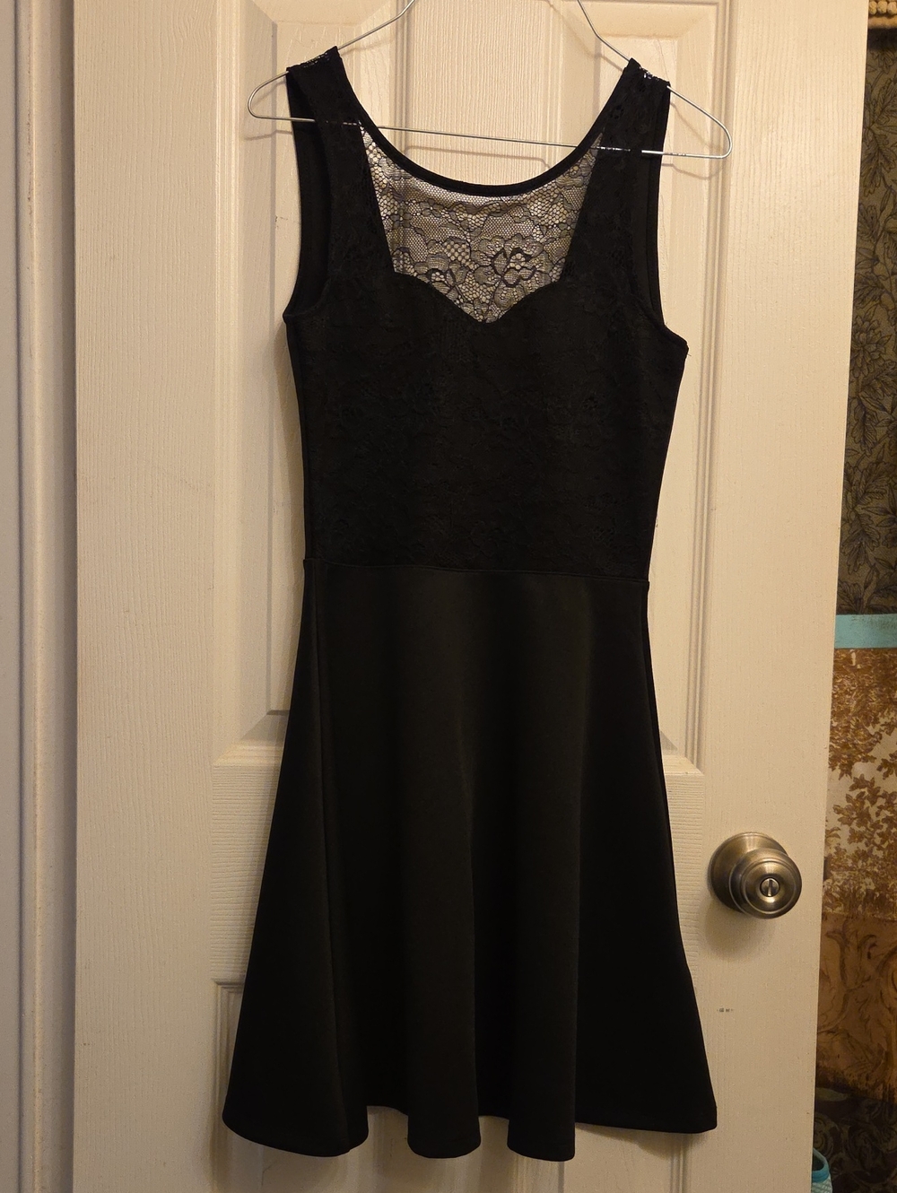 H&M Black Lace Fit-and-Flare Dress